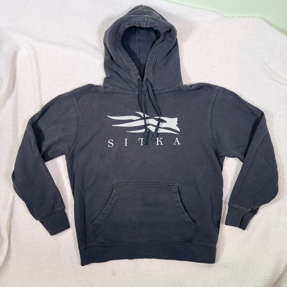 Sitka Gear Mens Medium Icon Logo Pullover Hoodie Sweatshirt Gray Spot Flaws M
